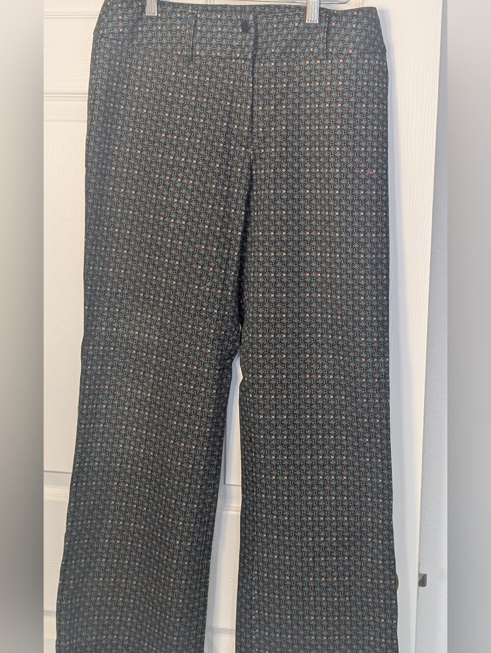 Harold's Geometric Print Stretch Cotton Straight Leg Pants Women's 6